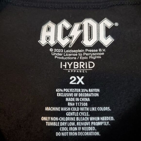 AC/DC Letterman Patch Black Sweatshirt Women's Size 2XL Blow Up Your Video NEW - Picture 4 of 7